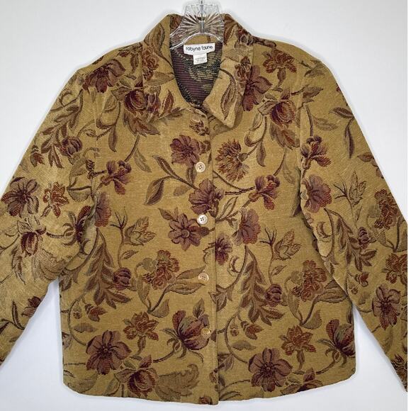 Vintage Robyne Faure Floral Tapestry Jacket 90s Boho fall brown Medium - Picture 5 of 14